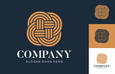 logo woven bamboo rattan craft vector