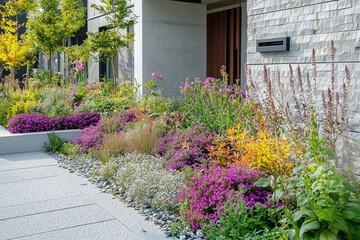 モダンな住宅と植栽のイメージ