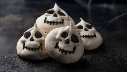 Skeleton Meringue Cookies on deep background