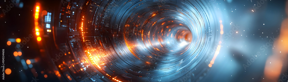 Poster time warped investment portal concept macro view miniature wormhole structure representing investmen