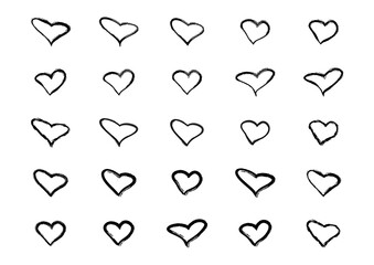 Abstract Black Hearts with Raw, Sketchy Edges Perfect for Love, Christmas, Art, and Valentine Projects	