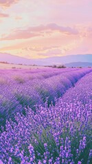 Obraz premium Serene Lavender Field in Full Bloom at Sunset