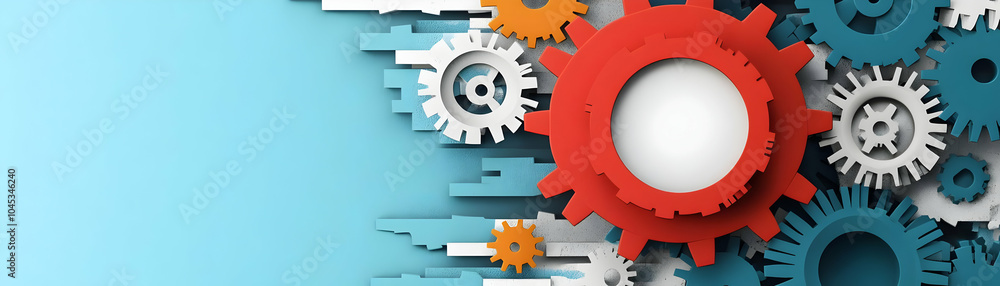 Poster vector illustration target gears strategic planning process optimization infographic business strate