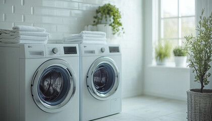Scandinavian Laundry Room Bright Efficiency