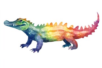 Obraz premium watercolor colorful silhouette crocodile isolated on white background