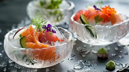 Ice Bowls: These bowls, made entirely of frozen water, are ideal for serving chilled dishes such as salads and seafood, offering a unique and artistic touch.
