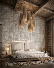 A modern bedroom in a luxurious and stylish design concept..