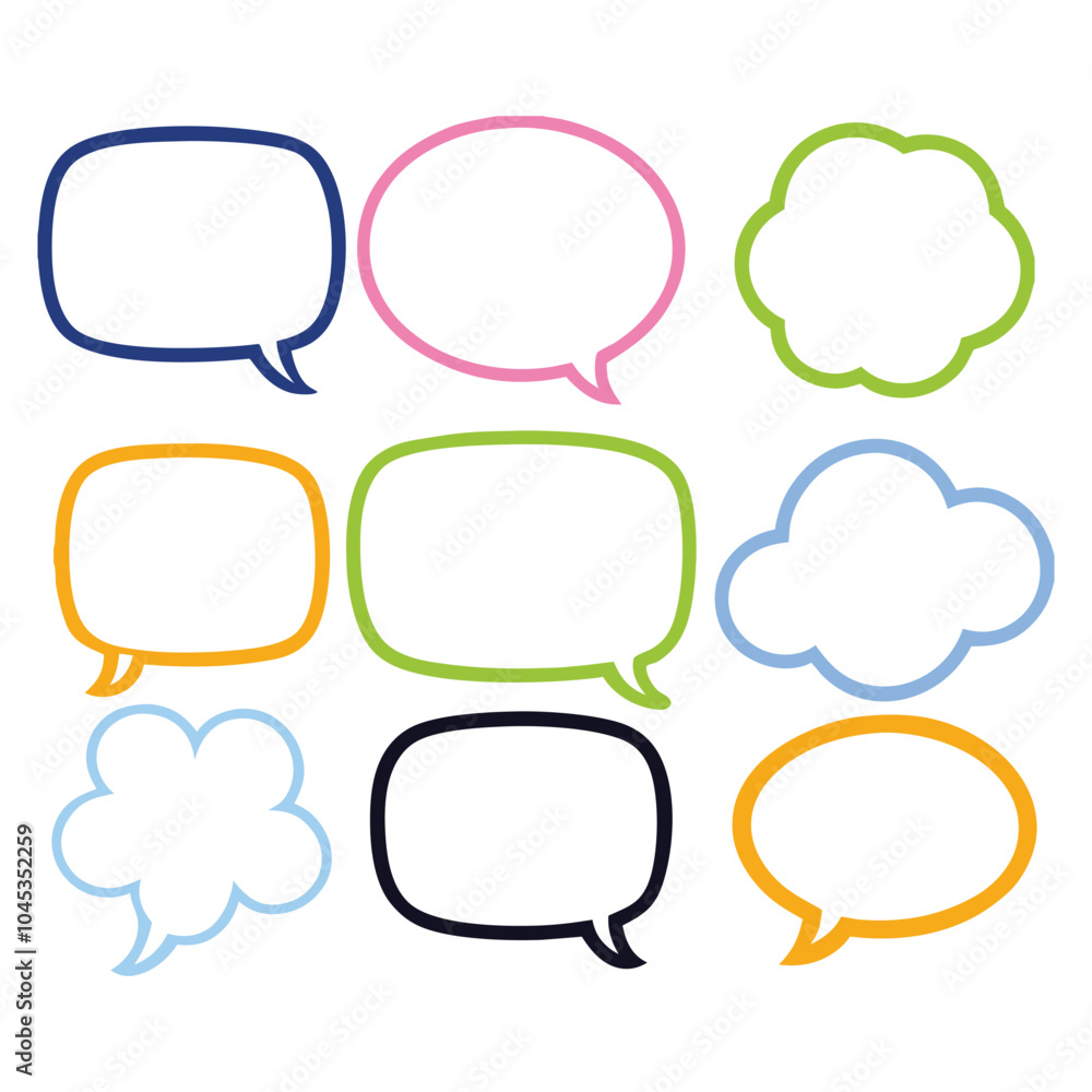 Poster outline speech bubbles and dialog boxes vector collection for versatile use.