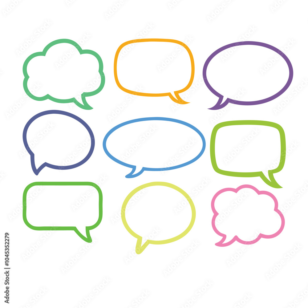 Poster outline speech bubbles and dialog boxes vector collection for versatile use.