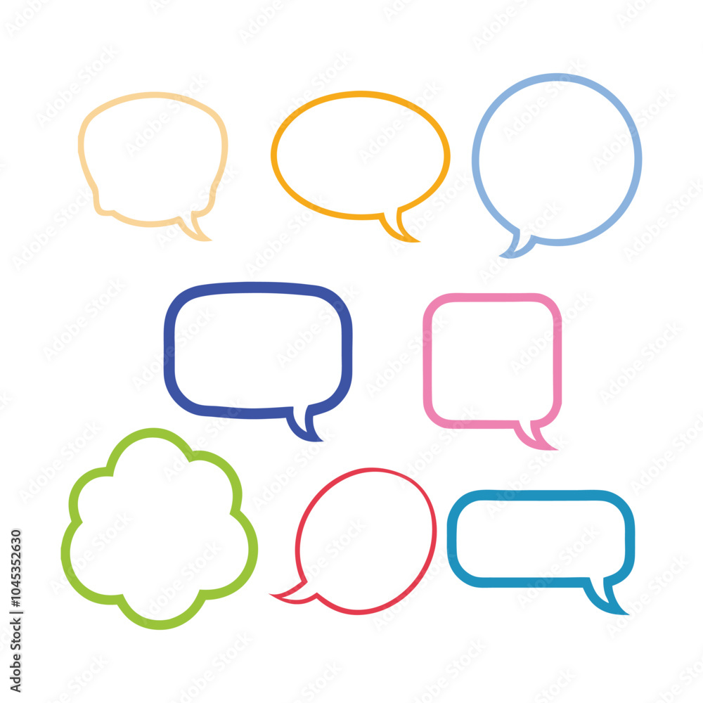 Poster outline speech bubbles and dialog boxes vector collection for versatile use.