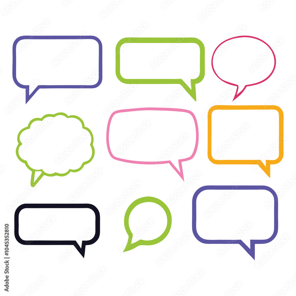 Poster outline speech bubbles and dialog boxes vector collection for versatile use.
