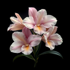 Fototapeta premium A delicate close-up of a blooming cattleya orchid in a spring garden, showcasing the beauty of nature with its bright petals .