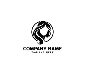 Vector silhouette woman hair logo. Hair minimalist logo. hairstyle logo for beauty salon, hair salon