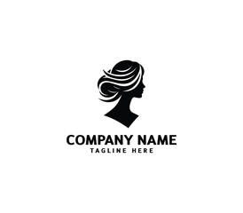 Vector silhouette woman hair logo. Hair minimalist logo. hairstyle logo for beauty salon, hair salon