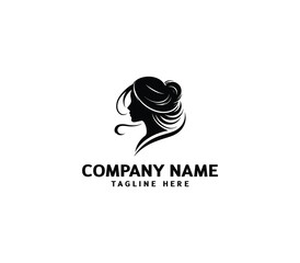Vector silhouette woman hair logo. Hair minimalist logo. hairstyle logo for beauty salon, hair salon