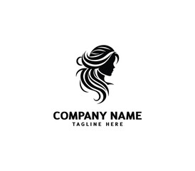 Vector silhouette woman hair logo. Hair minimalist logo. hairstyle logo for beauty salon, hair salon