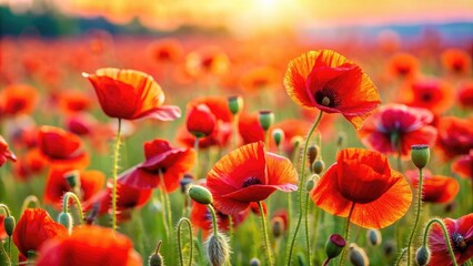 Victory in Europe Day celebration with a field of vibrant poppy flowers, Victory Day