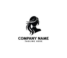 Vector silhouette woman hair logo. Hair minimalist logo. hairstyle logo for beauty salon, hair salon