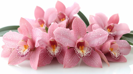 A delicate close-up of a blooming cattleya orchid in a spring garden, showcasing the beauty of nature with its bright petals .