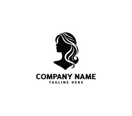 Vector silhouette woman hair logo. Hair minimalist logo. hairstyle logo for beauty salon, hair salon