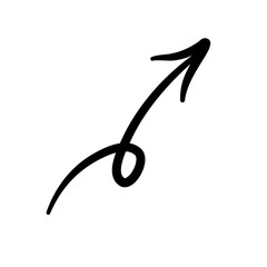 Hand drawn curved doodle chalk arrows 