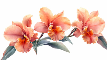 Fototapeta premium A delicate close-up of a blooming cattleya orchid in a spring garden, showcasing the beauty of nature with its bright petals .