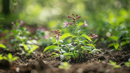 Obraz premium Alkaline Soil: Known for its rich calcium and magnesium content, alkaline soil is ideal for plants like lilacs and honeysuckle that prefer basic growing conditions. 