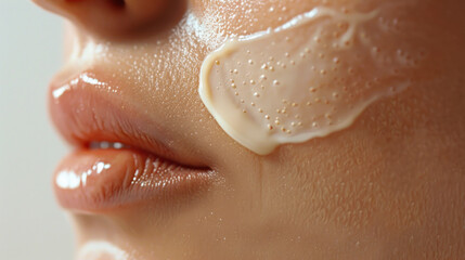 Naklejka premium Close-up of cellulite cream being massaged into the skin, with firm, smooth results after consistent use