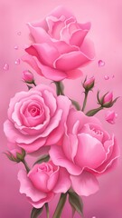 Whispers of Spring: A Bouquet of Pink Roses. Romantic and festive atmosphere
