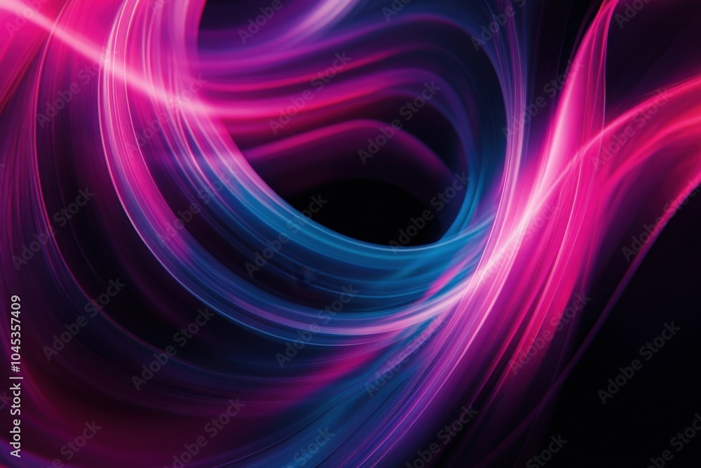 Poster abstract modern background forming colorful swirls on black with dynamic lines and curves