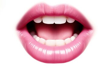 Open mouth lipstick teeth pink.