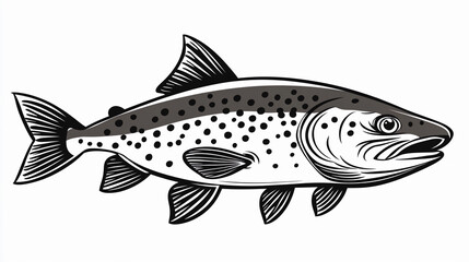 Fototapeta premium Illustration of a detailed trout fish showcasing its distinctive spots and fin structure against a simple background