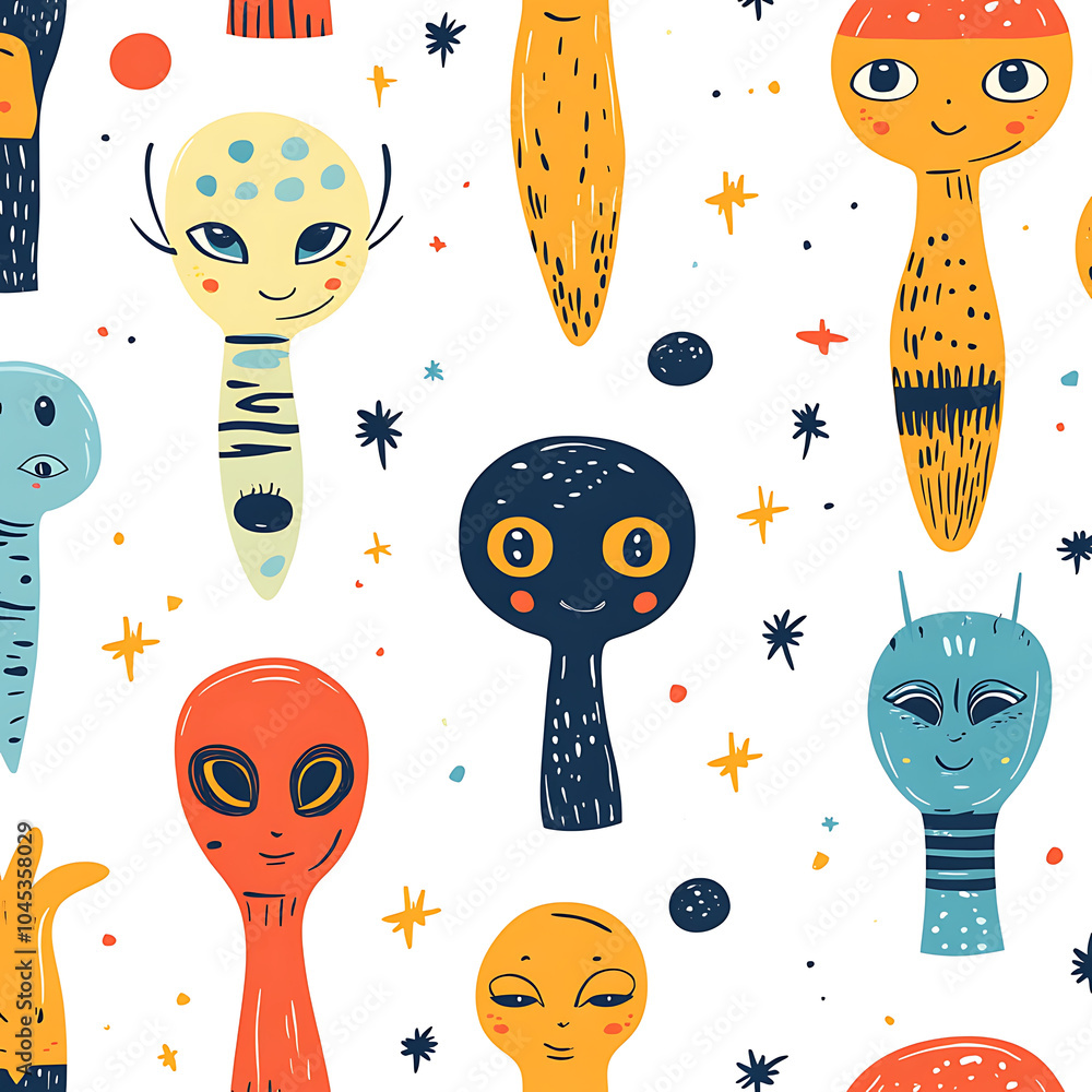 Poster cute aliens pattern featuring colorful and whimsical designs, perfect for crafts and decor. this sea
