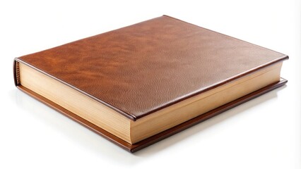 Obraz premium Closed brown big book with hardcover isolated on white background