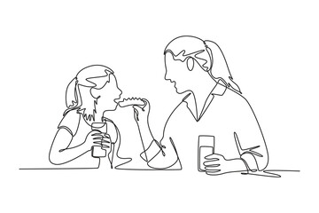 Wake Up concept. Single line draw design vector graphic illustration.