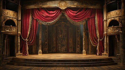 Fototapeta premium Elaborate Theater Stage with Dramatic Scenery