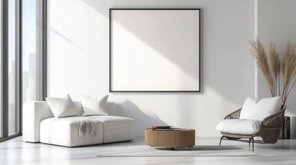 Modern Minimalist Living Room: Embracing Natural Light and Comfort