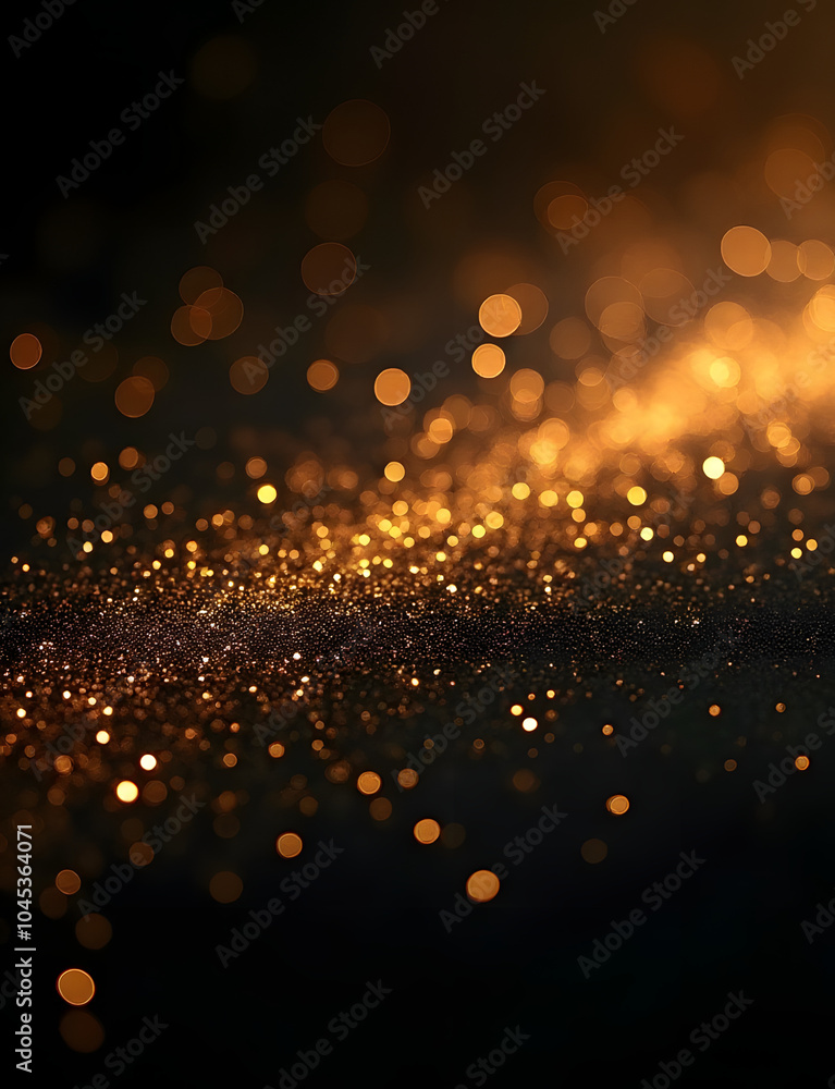 Aufkleber Dark abstract glitter sparkles with golden lights on an elegant background that adds depth and visual interest to the image.