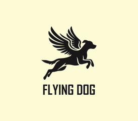 Obraz premium Dog with wings logo design. Flying dog logo. superhero dog animal logo template. Modern dog logo vector