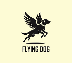 Fototapeta premium Dog with wings logo design. Flying dog logo. superhero dog animal logo template. Modern dog logo vector