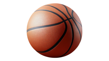 A close-up view of a basketball resting on a transparent surface, showcasing its textured surface and classic orange color.