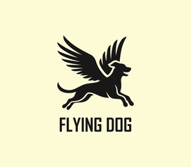 Obraz premium Dog with wings logo design. Flying dog logo. superhero dog animal logo template. Modern dog logo vector