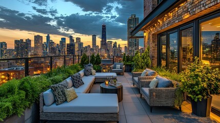 Luxurious Rooftop Terrace with Comfortable Seating