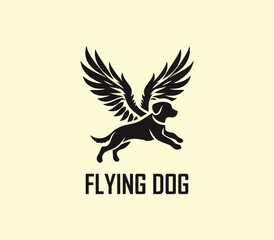 Obraz premium Dog with wings logo design. Flying dog logo. superhero dog animal logo template. Modern dog logo vector