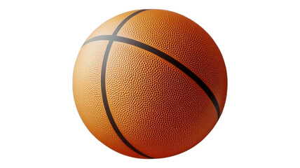Obraz premium A vibrant orange basketball with distinct black stripes against a transparent background, ideal for sports-themed design projects.
