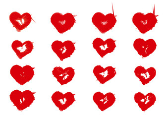 Textured Red Heart Designs As Grunge-Style Distressed Hearts for Bold and Expressive Artwork Perfect for Love, Christmas, Art, and Valentine Projects	