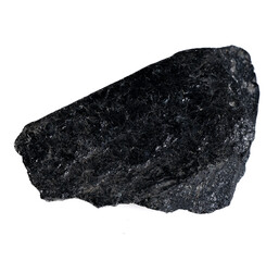 Natural Black Tourmaline Gemstone Isolated on White Background