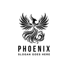 Phoenix logo design. Phoenix logo vector illustration. Phoenix black and white vector.