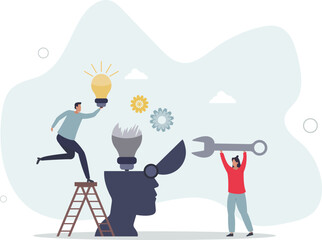 Work productivity and management.idea and teamwork concept.flat characters.