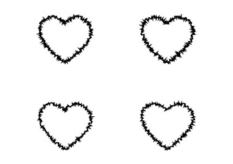 Sharp Edged Heart Shapes Collection: Bold and Unique Heart Outlines for Creative Designs